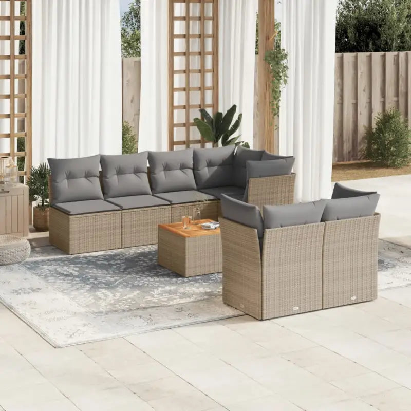 Zwarte loungeset met gepoedercoat staal en waterdichte tas voor buitengebruik - beige mix en grijs / Tafel + 3x midden
