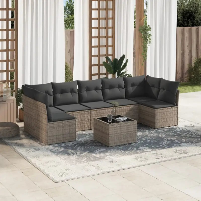 Zwarte loungeset met gepoedercoat staal en waterdichte tas voor buitenplezier - Grijs / Met tafel - Tuinsets