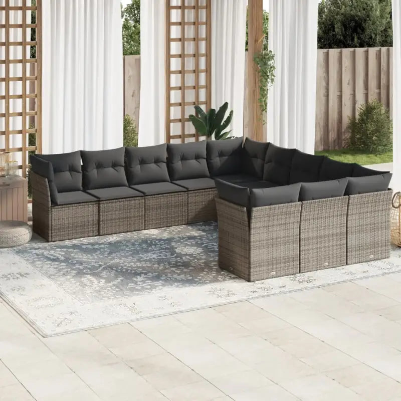 Zwarte loungeset met gepoedercoat staal en waterdichte tas voor buitengebruik - Grijs / Zonder tafel - Tuinsets