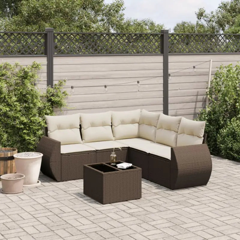 Zwarte loungeset met gepoedercoat staal en waterdichte tas - Bruin en crème / Met tafel - Tuinsets