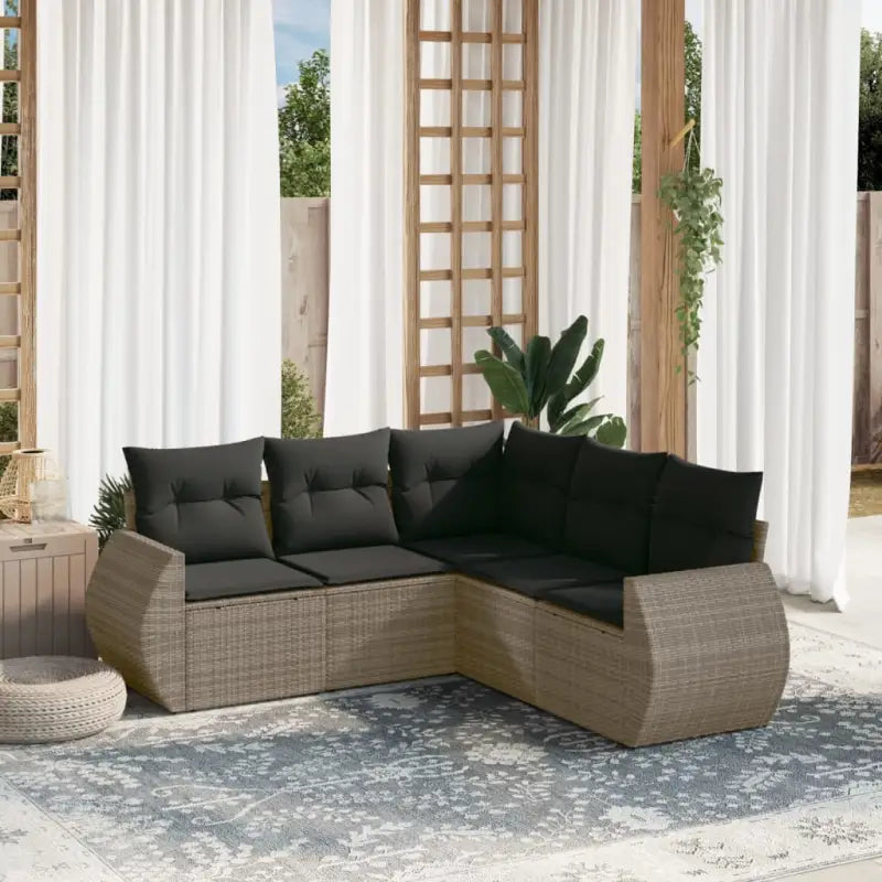 Zwarte loungeset met gepoedercoat staal en waterdichte tas - Grijs / Zonder tafel - Tuinsets