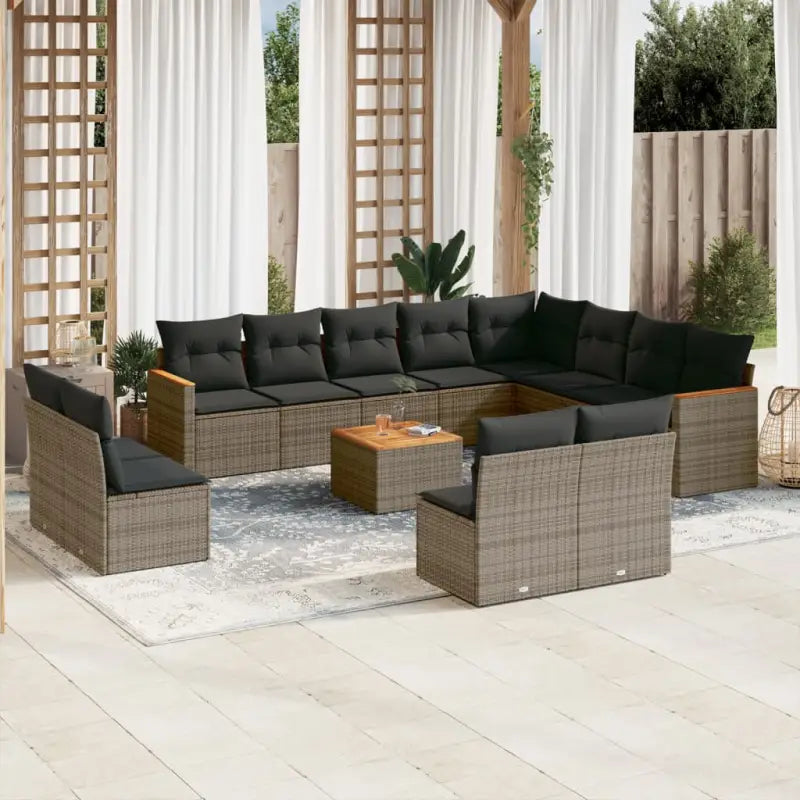 Zwarte loungeset met gepoedercoat staal en waterdichte tas voor tuin - Grijs / Met tafel - Tuinsets