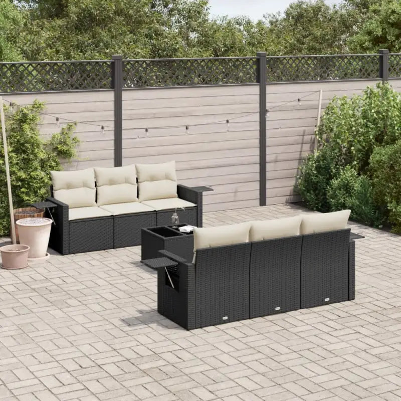 Zwarte loungeset met gepoedercoat staal en waterdichte zak voor buiten gebruik - Zwart en crème - Tuinsets
