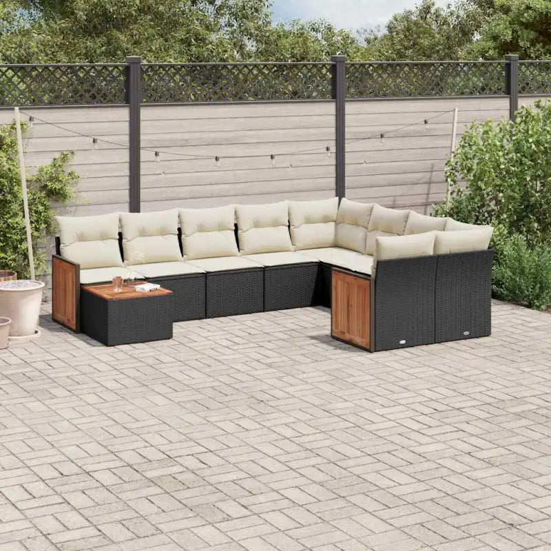 Zwarte loungeset met gepoedercoat staal en waterdichte zak voor buiten - Zwart en crème - Tuinsets