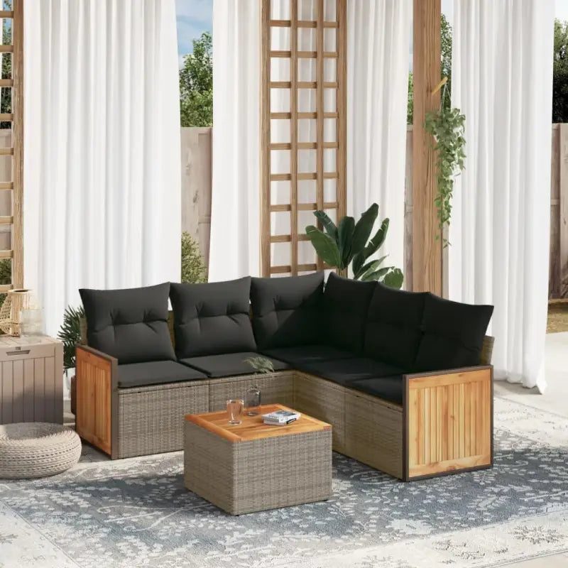 Zwarte loungeset met gepoedercoat staal en waterdichte zak voor buiten - Grijs / Met tafel - Tuinsets