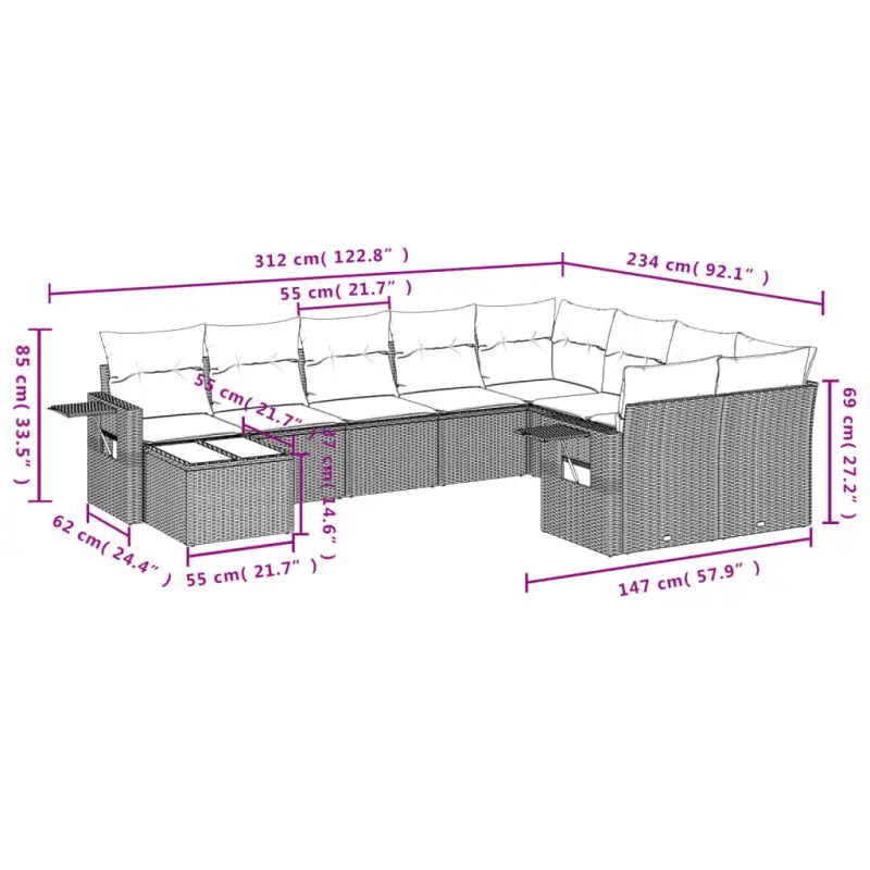 Zwarte loungeset met gepoedercoat staal voor je tuin of terras - Tuinsets