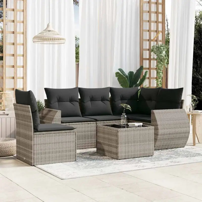 Zwarte loungeset met gepoedercoat staal voor tuin en terras - Lichtgrijs / Zonder tafel - Tuinsets