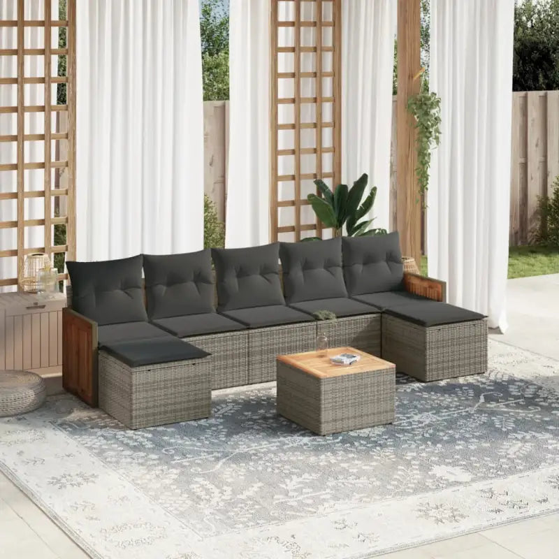 Zwarte loungeset met gepoedercoat staal voor tuin en terras - Grijs / Met tafel - Tuinsets
