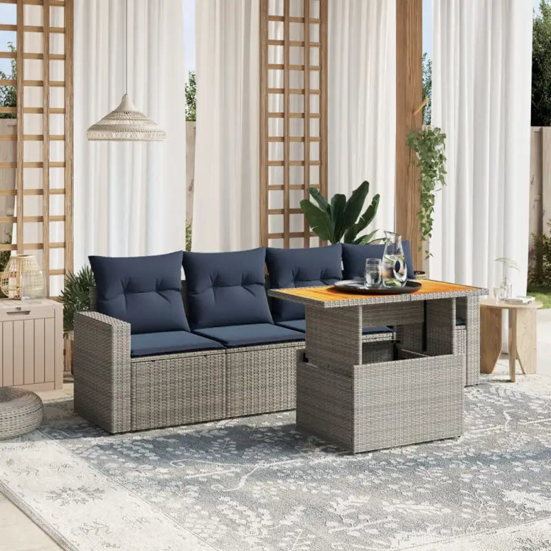 Zwarte loungeset met gepoedercoat staal voor tuin en terras - Grijs / zonder opbergruimte - Tuinsets