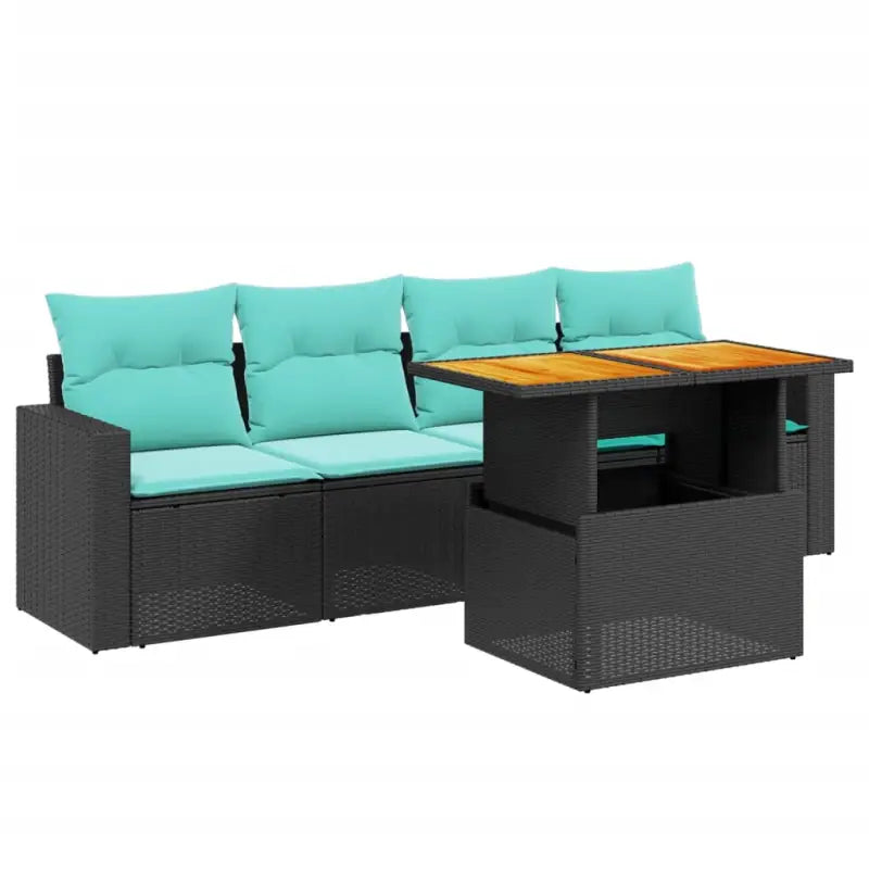 Zwarte loungeset met gepoedercoat staal voor tuin en terras - Tuinsets