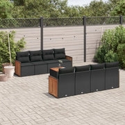 Zwarte loungeset met poly rattan en gepoedercoat staal voor buiten - Tuinsets