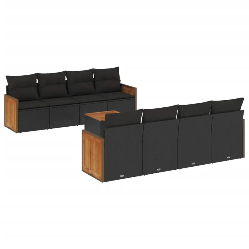 Zwarte loungeset met poly rattan en gepoedercoat staal voor buiten - Tuinsets