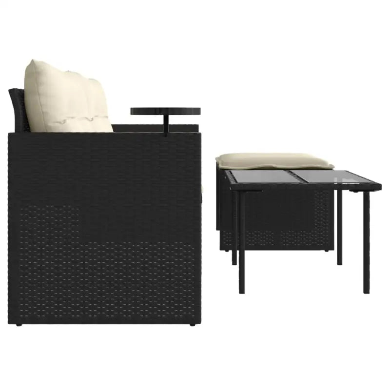 Zwarte loungeset met wasbare hoes en gehard glas voor buitengebruik - Loungebanken