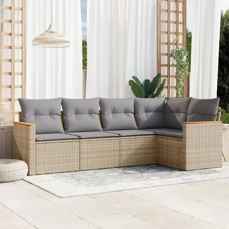 Zwarte loungeset met waterdichte tas en gepoedercoat staal voor tuinplezier - Beige en grijs / Met tafel - Tuinsets