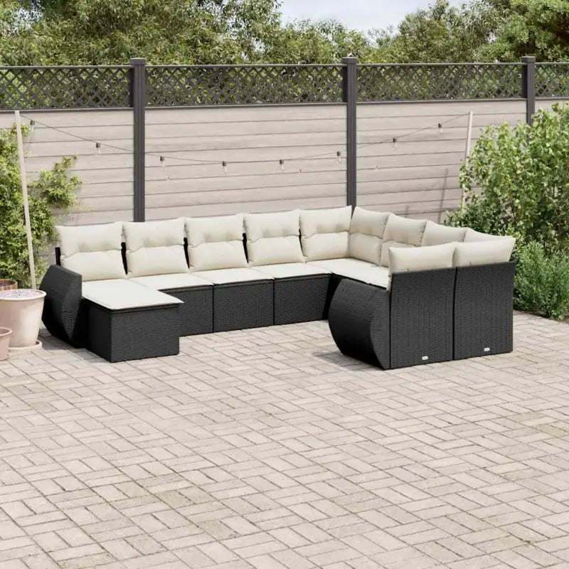 Zwarte loungeset met waterdichte tas en gepoedercoat staal voor buiten - Zwart en crème - Tuinsets