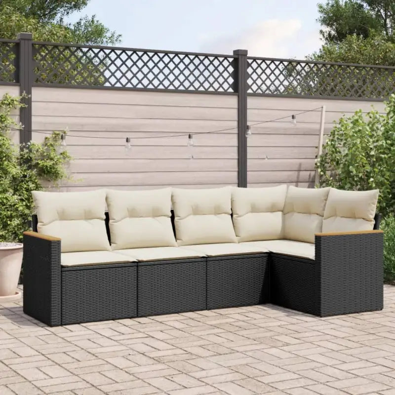 Zwarte loungeset met waterdichte tas en gepoedercoat staal voor tuinplezier - Zwart en crème / Zonder tafel - Tuinsets