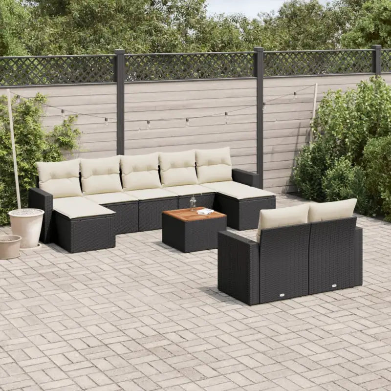 Zwarte loungeset met waterdichte tas en gepoedercoat staal voor buiten - Zwart en crème - Tuinsets