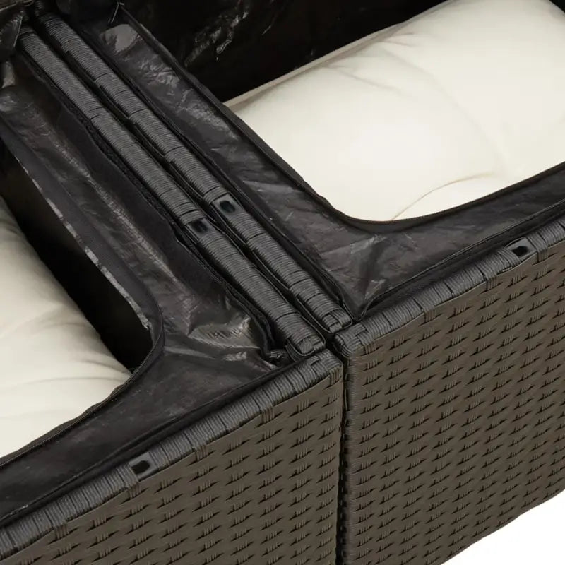 Zwarte loungeset met waterdichte tas en gepoedercoat staal voor buiten - Tuinsets
