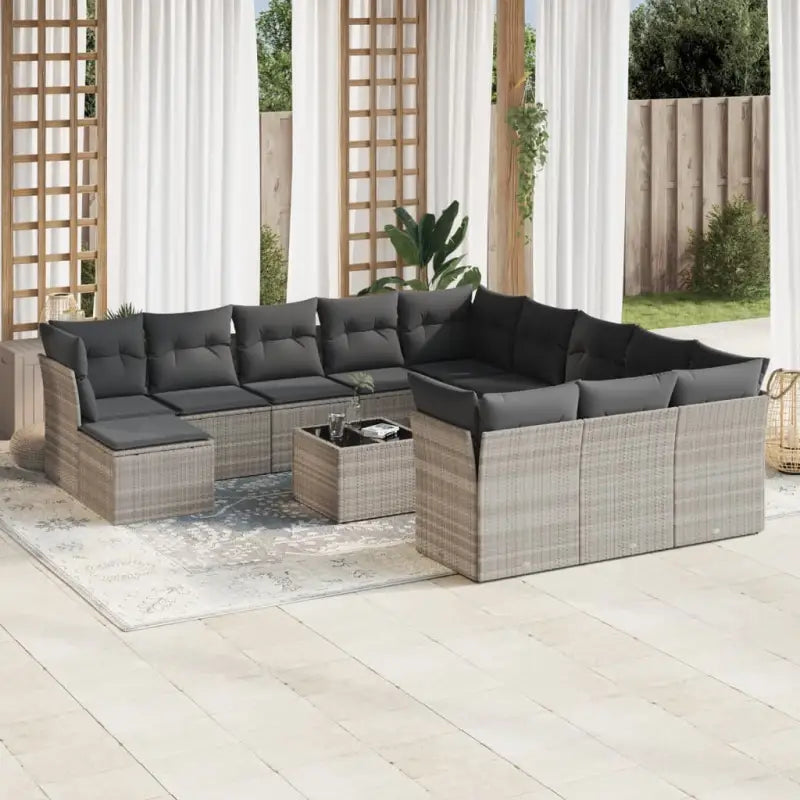 Zwarte loungeset met waterdichte tas en gepoedercoat staal Afmetingen - Lichtgrijs / Met tafel - Tuinsets