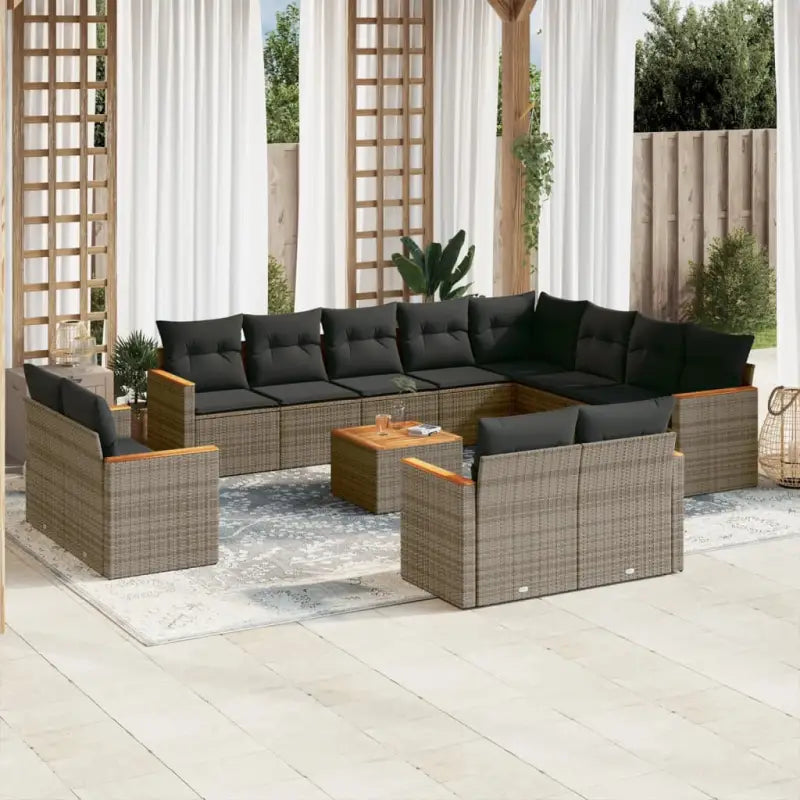 Zwarte loungeset met waterdichte tas en gepoedercoat staal voor tuin - Grijs / Met tafel - Tuinsets