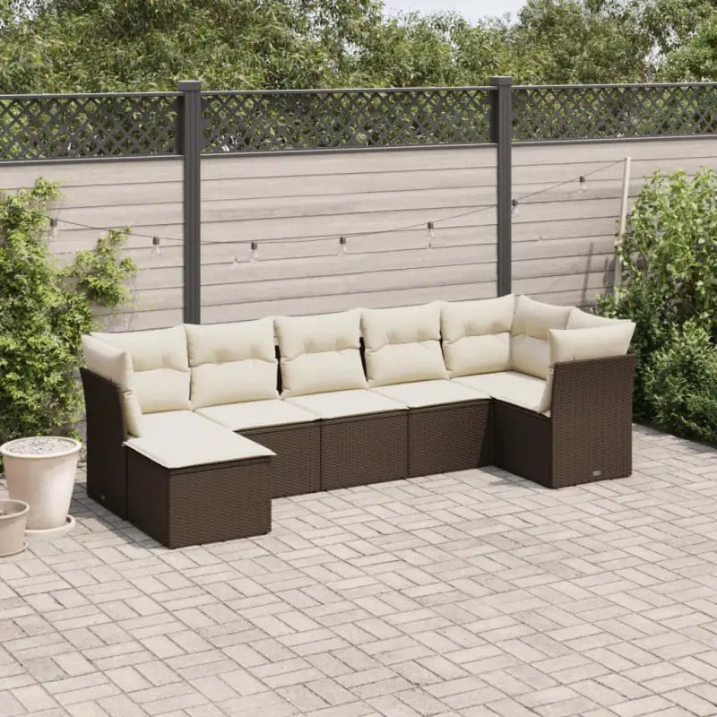 Zwarte loungeset met waterdichte tas en gepoedercoat staalâ€™s afmetingen - Bruin en crème / Zonder tafel - Tuinsets