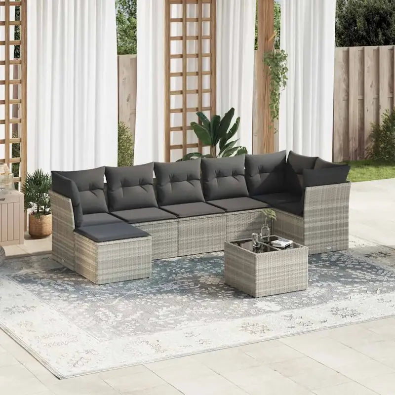Zwarte loungeset met waterdichte tas en gepoedercoat staalâ€™s afmetingen - Lichtgrijs / Met tafel - Tuinsets