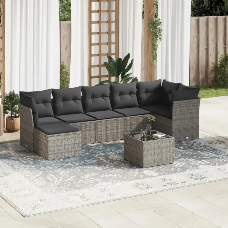 Zwarte loungeset met waterdichte tas en gepoedercoat staalâ€™s afmetingen - Grijs / Met tafel - Tuinsets