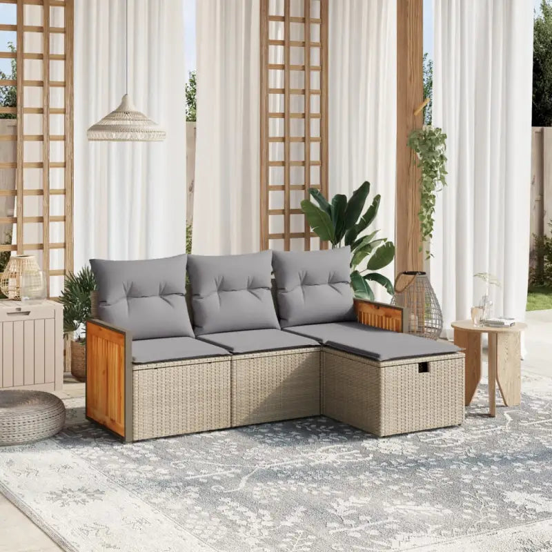 Zwarte loungeset met waterdichte zak en gepoedercoat staal voor buiten - Gemengd beige / zonder opbergruimte - Tuinsets
