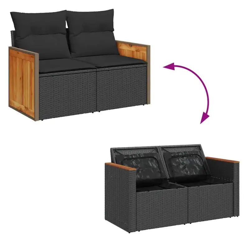 Zwarte loungeset met waterdichte zak en gepoedercoat staal voor buiten - Tuinsets