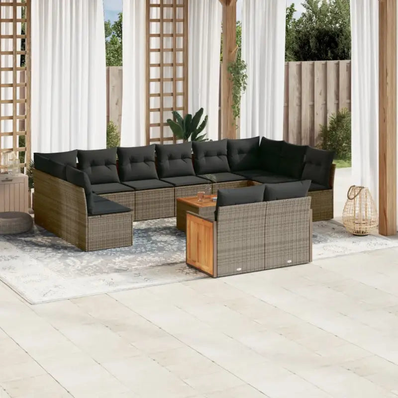 Zwarte loungeset met waterdichte zak en gepoedercoat staal voor buiten - Grijs / Met tafel - Tuinsets