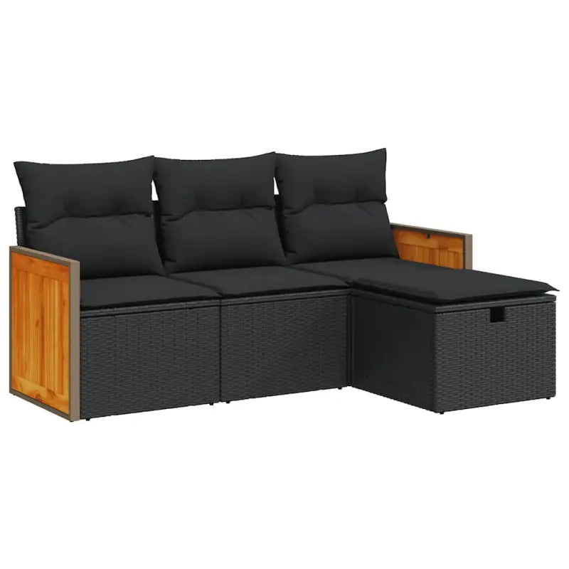 Zwarte loungeset met waterdichte zak en gepoedercoat staal voor buiten - Tuinsets