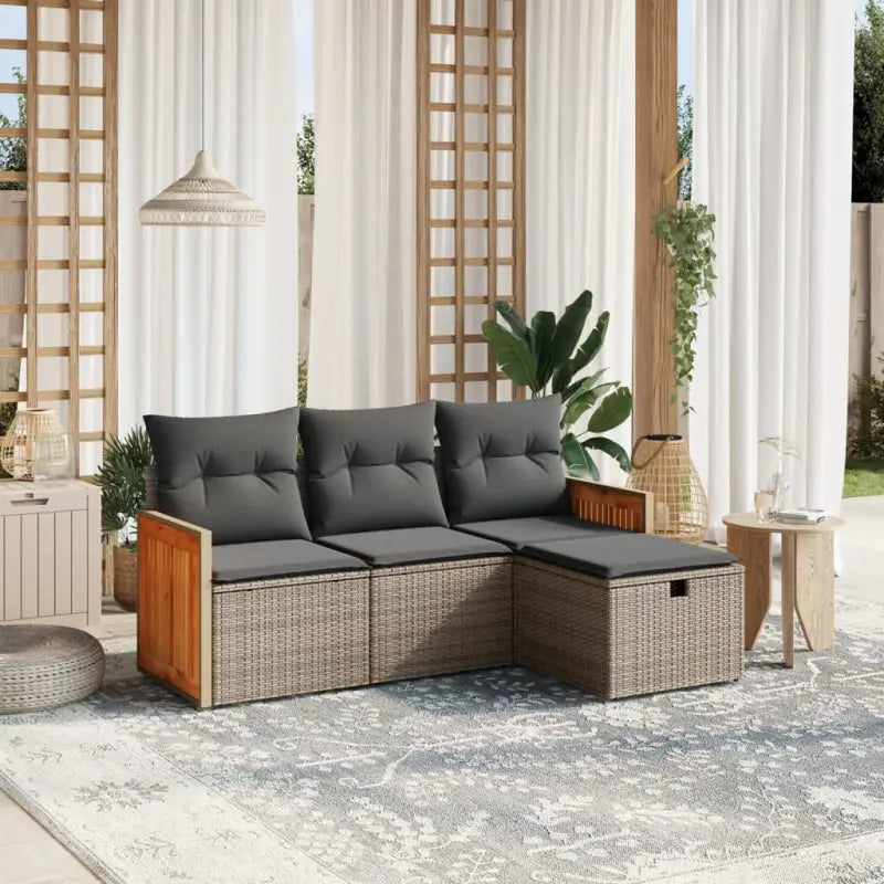 Zwarte loungeset met waterdichte zak en gepoedercoat staal voor buiten - Grijs / zonder opbergruimte - Tuinsets