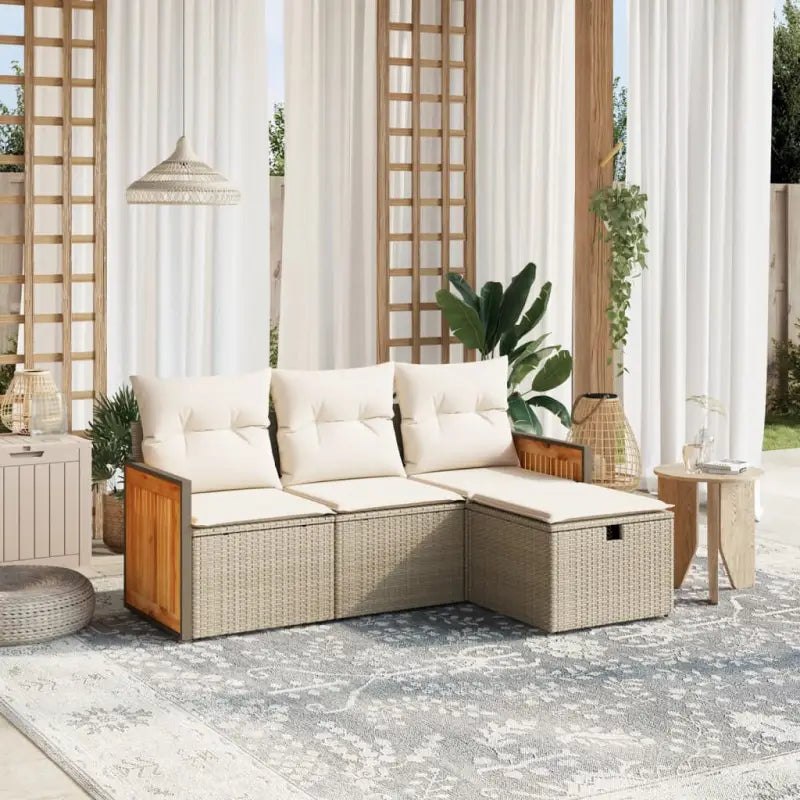 Zwarte loungeset met waterdichte zak en gepoedercoat staal voor buiten - Beige / zonder opbergruimte - Tuinsets
