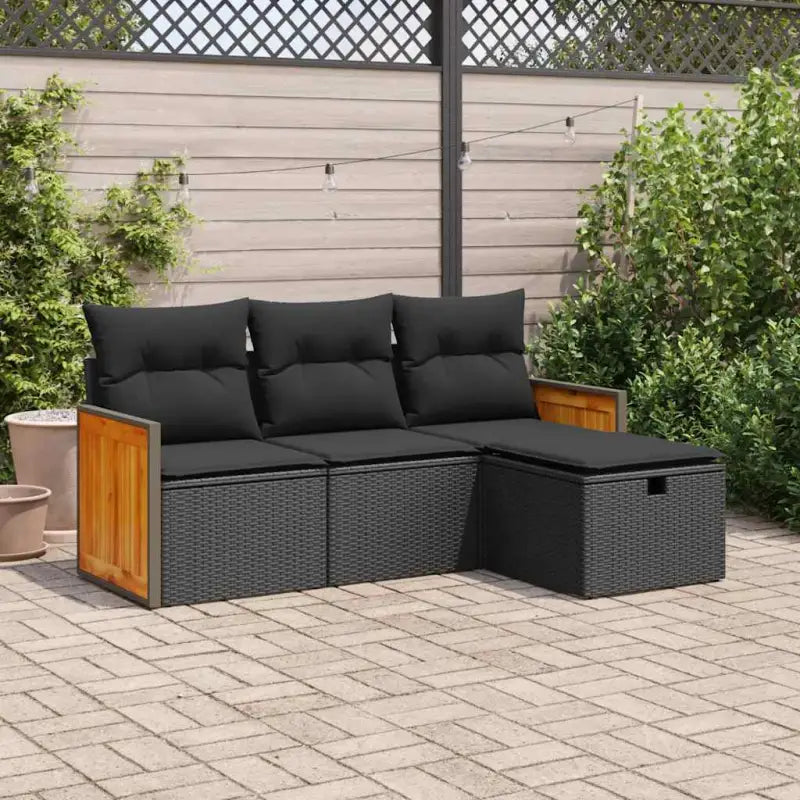 Zwarte loungeset met waterdichte zak en gepoedercoat staal voor buiten - Tuinsets