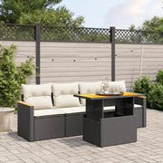 Zwarte loungeset van gepoedercoat staal en poly rattan voor tuin en terras - Tuinsets