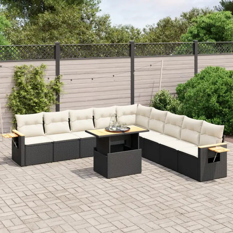 Zwarte loungeset van gepoedercoat staal met comfortabele zitafmetingen - Zwart en crème - Tuinsets