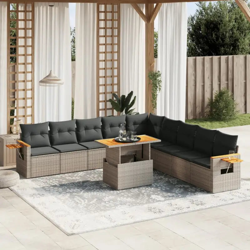 Zwarte loungeset van gepoedercoat staal met comfortabele zitafmetingen - Grijs - Tuinsets