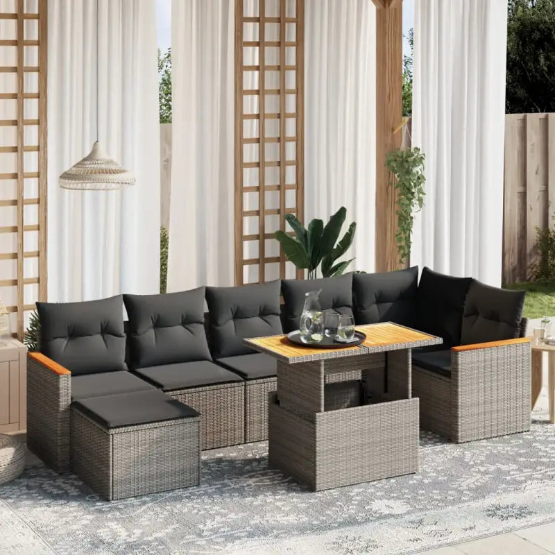 Zwarte loungeset van gepoedercoat staal met comfortabele afmetingen - Grijs / zonder opbergruimte - Tuinsets