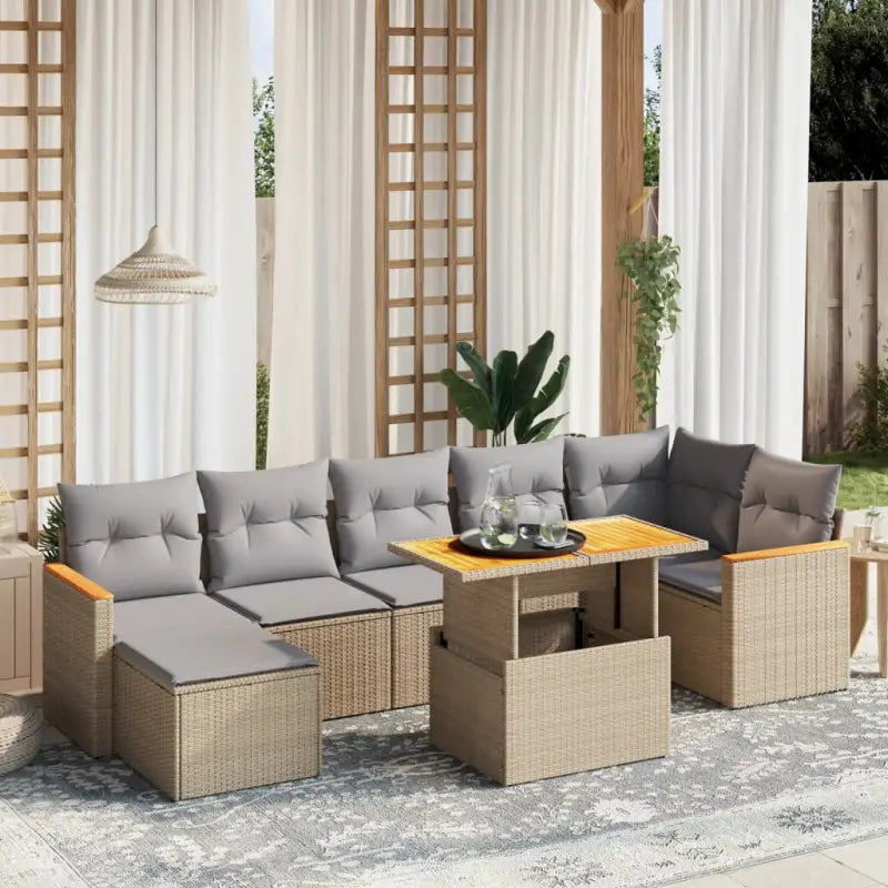 Zwarte loungeset van gepoedercoat staal met comfortabele afmetingen - Beige en grijs / zonder opbergruimte - Tuinsets
