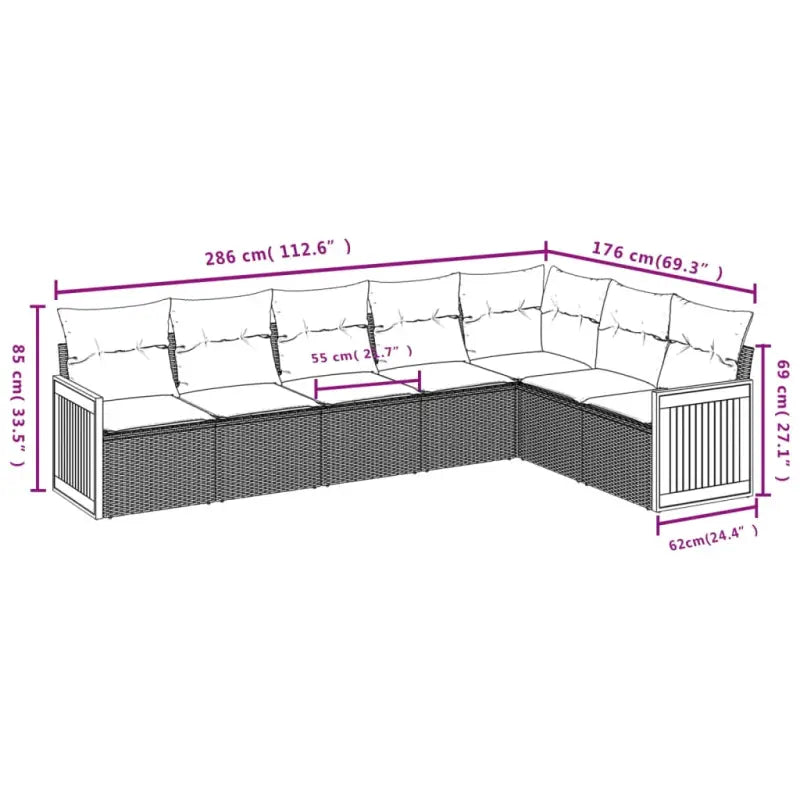 Zwarte loungeset van gepoedercoat staal met comfortabele afmetingen zitting - Tuinsets