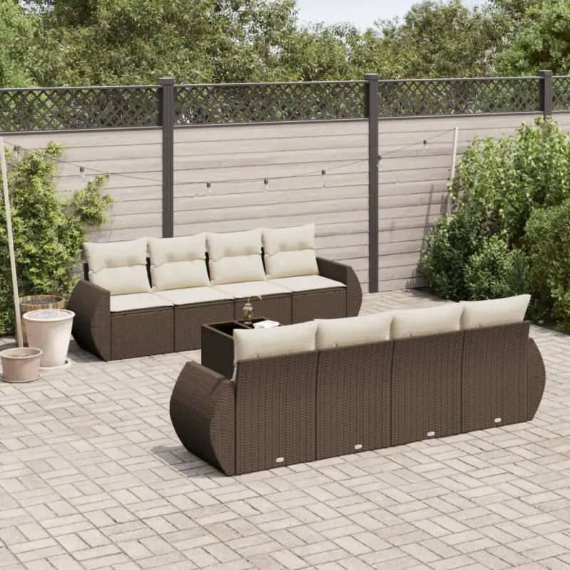 Zwarte loungeset van gepoedercoat staal met comfortabele afmetingen - Bruin en crème - Tuinsets