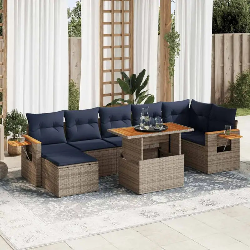 Zwarte loungeset van gepoedercoat staal met comfortabele afmetingen - Grijs / met opbergruimte - Tuinsets