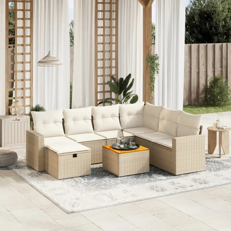 Zwarte loungeset van gepoedercoat staal met comfortabele afmetingen - beige en crèmekleurig / 3x hoek + 3x midden