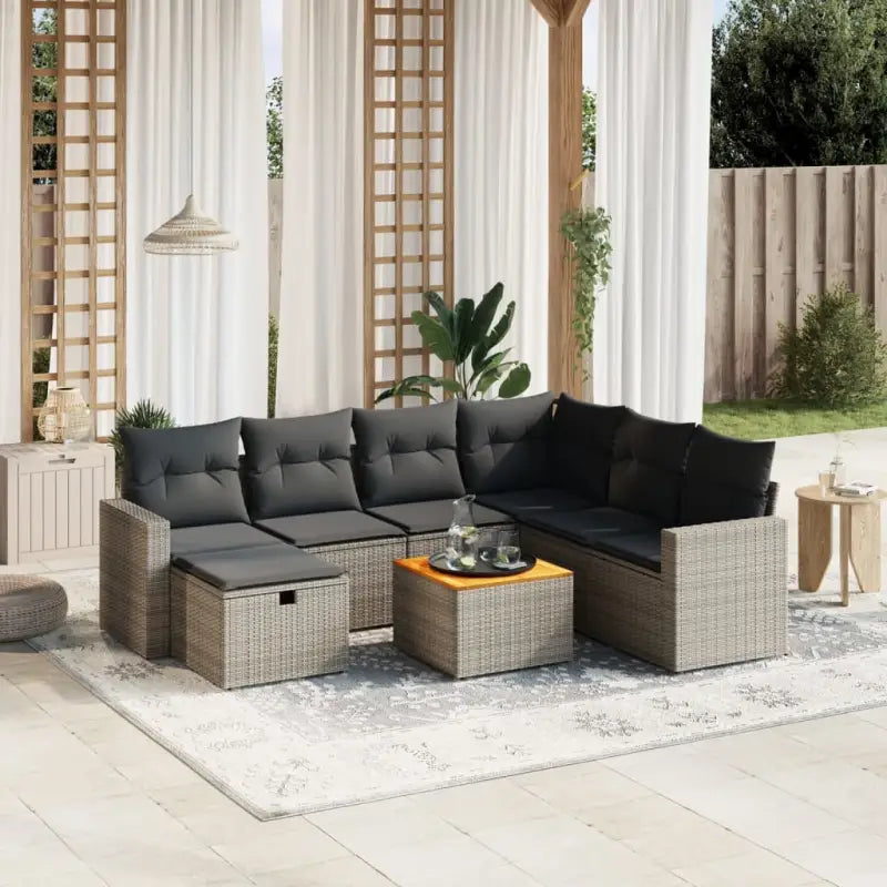 Zwarte loungeset van gepoedercoat staal met comfortabele afmetingen - grijs en donkergrijs / 3x hoek + 3x midden