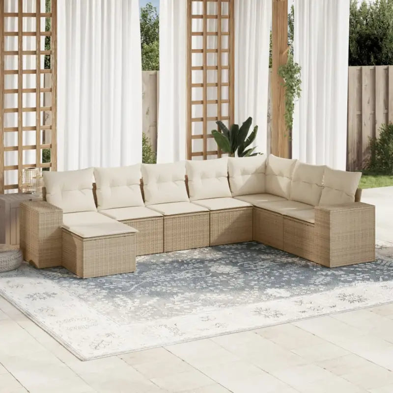 Zwarte loungeset van gepoedercoat staal met ideale afmetingen voor tuin - beige en crèmekleurig / Met tafel - Tuinsets