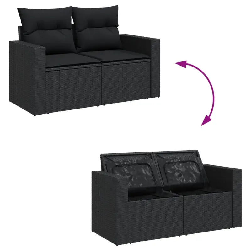 Zwarte loungeset van gepoedercoat staal met ideale afmetingen voor tuin - Tuinsets