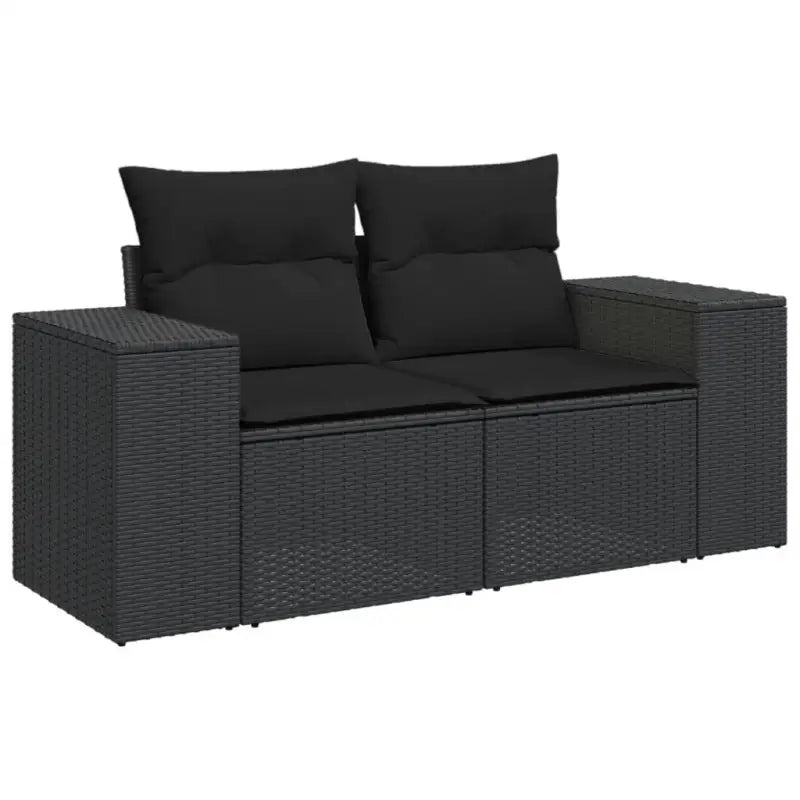 Zwarte loungeset van gepoedercoat staal met ideale afmetingen voor tuin - Tuinsets