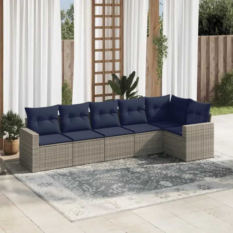Zwarte loungeset van gepoedercoat staal met perfecte afmetingen voor je tuin - Beige en grijs / Zonder tafel - Tuinsets
