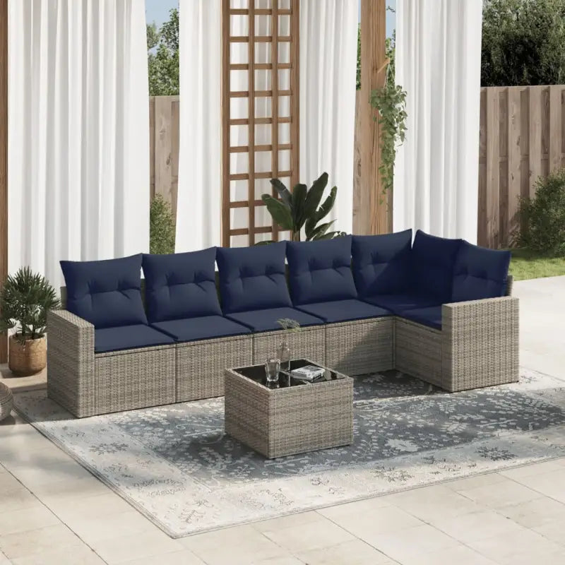 Zwarte loungeset van gepoedercoat staal met perfecte afmetingen voor je tuin - Beige en grijs / Met tafel - Tuinsets