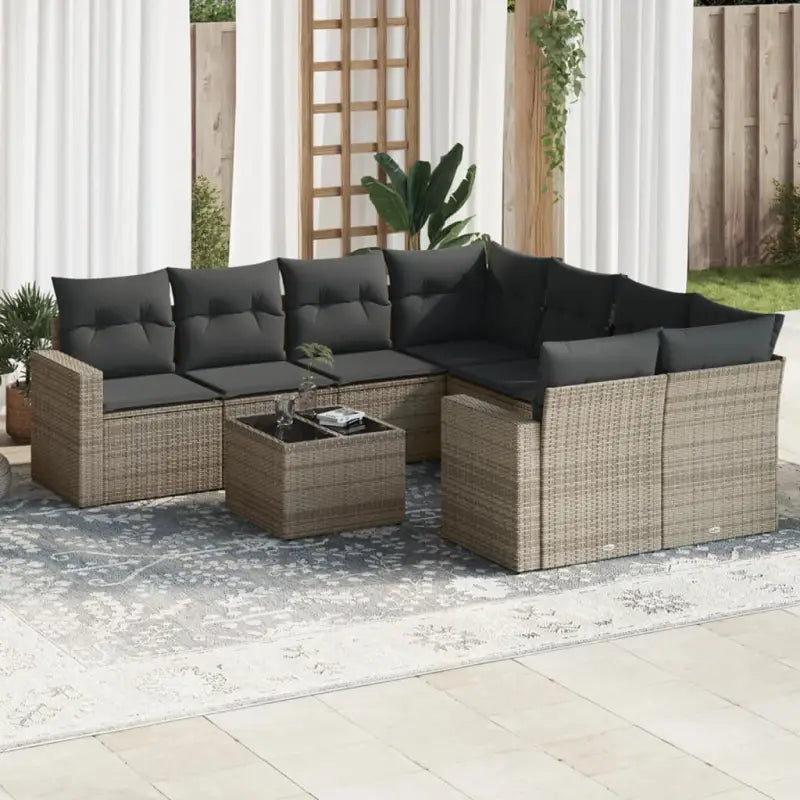 Zwarte loungeset van gepoedercoat staal met perfecte afmetingen voor tuin - Grijs - Tuinsets